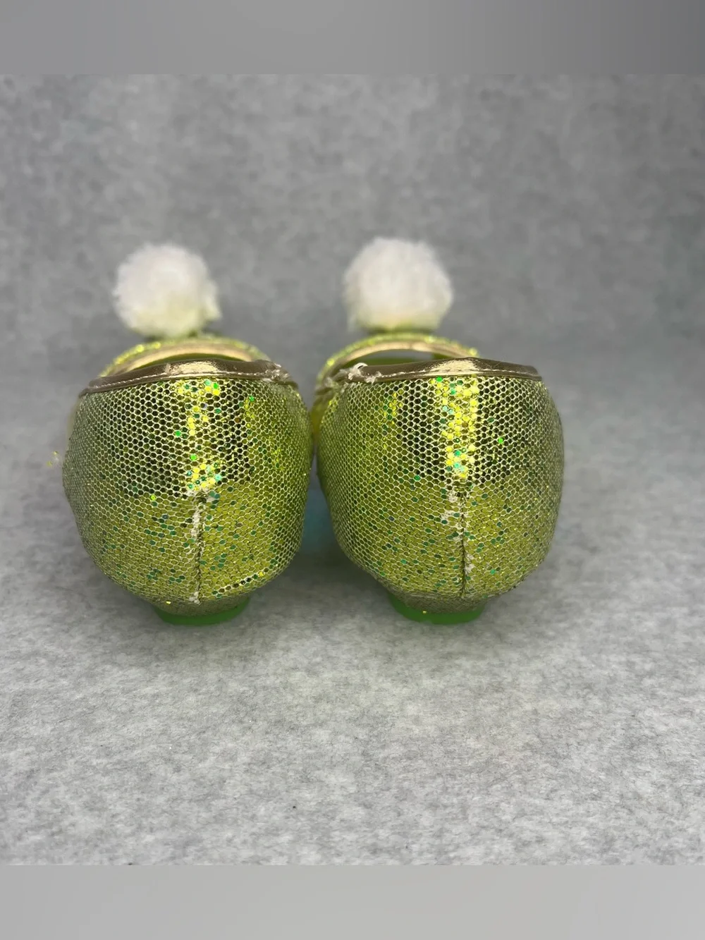 Disney Store Girls 2/3 Tinker Bell Pom Shoes Costume Accessory Peter Pan Fairy